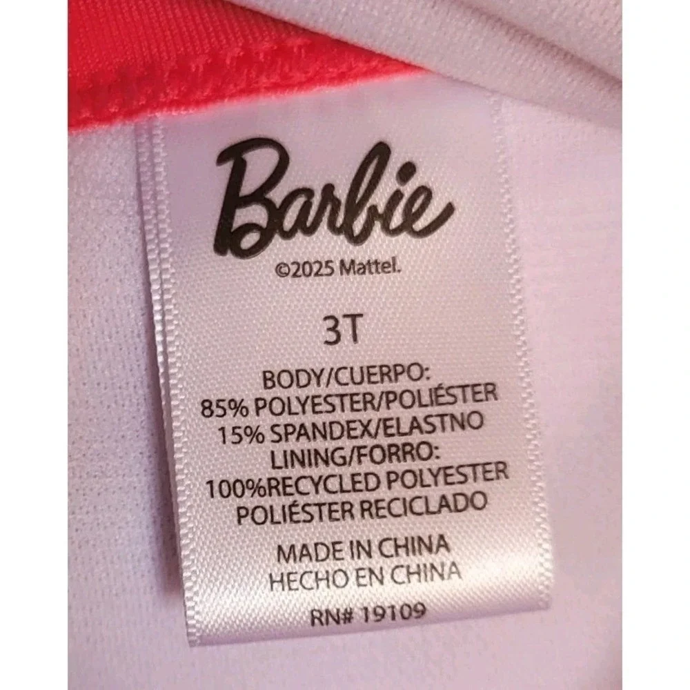 Barbie Toddler Girls Pink Long Sleeve Bikini Swimsuit 2-Piece‎ UPF 50+ Size 3T